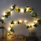 8ft Warm White 20 LED Artificial Sunflower Garland Vine Lights, Battery Operated String Lights