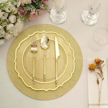 20-Pack Disposable Table Placemats in Gold Glitter - 210GSM Paper Placemats for Classy Events 13"