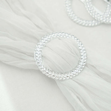 20 Pack Diamond Round Chair Sash Band Buckle Pins Silver - Timeless Rhinestone Napkin Rings 2.5"