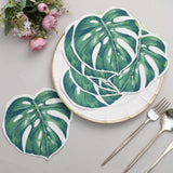 20 Pack | Green Tropical Leaf Party Paper Napkins, Disposable Cocktail Napkins