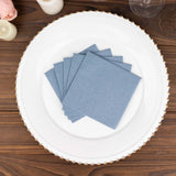 20 Pack Dusty Blue Soft Linen-Feel Airlaid Paper Cocktail Napkins, Highly Absorbent Disposable