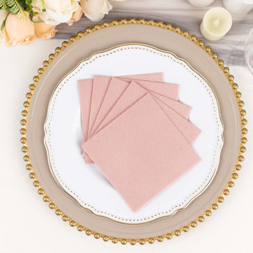 20 Pack Linen-Like Paper 5"x5" Napkins Dusty Rose - Highly Absorbent Airlaid Napkins