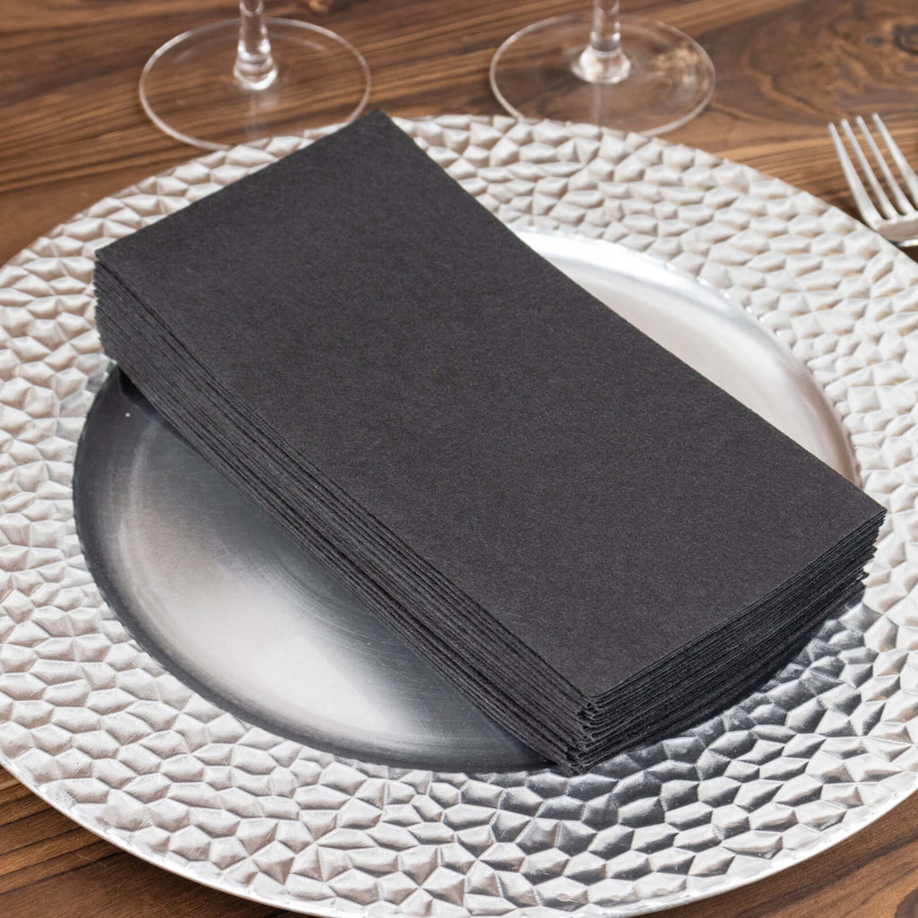 Linen-Like Paper Napkins Black | TableclothsFactory