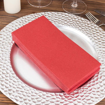 20 Pack Linen-Like Paper 8.5"x4" Napkins Burgundy - Highly Absorbent & Disposable Airlaid Guest Towels