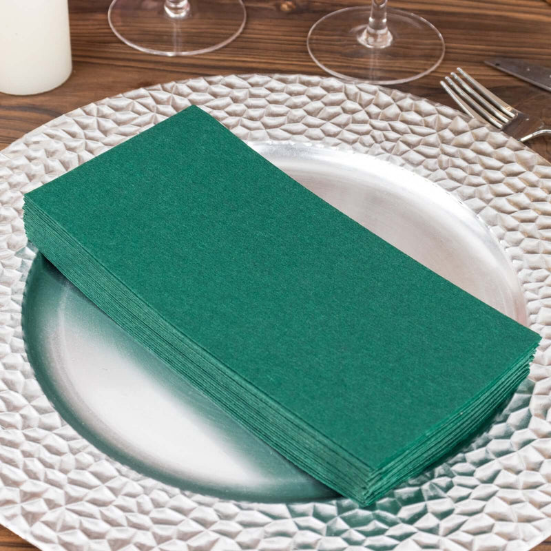 Linen-Like Paper Napkins Emerald Green | TableclothsFactory