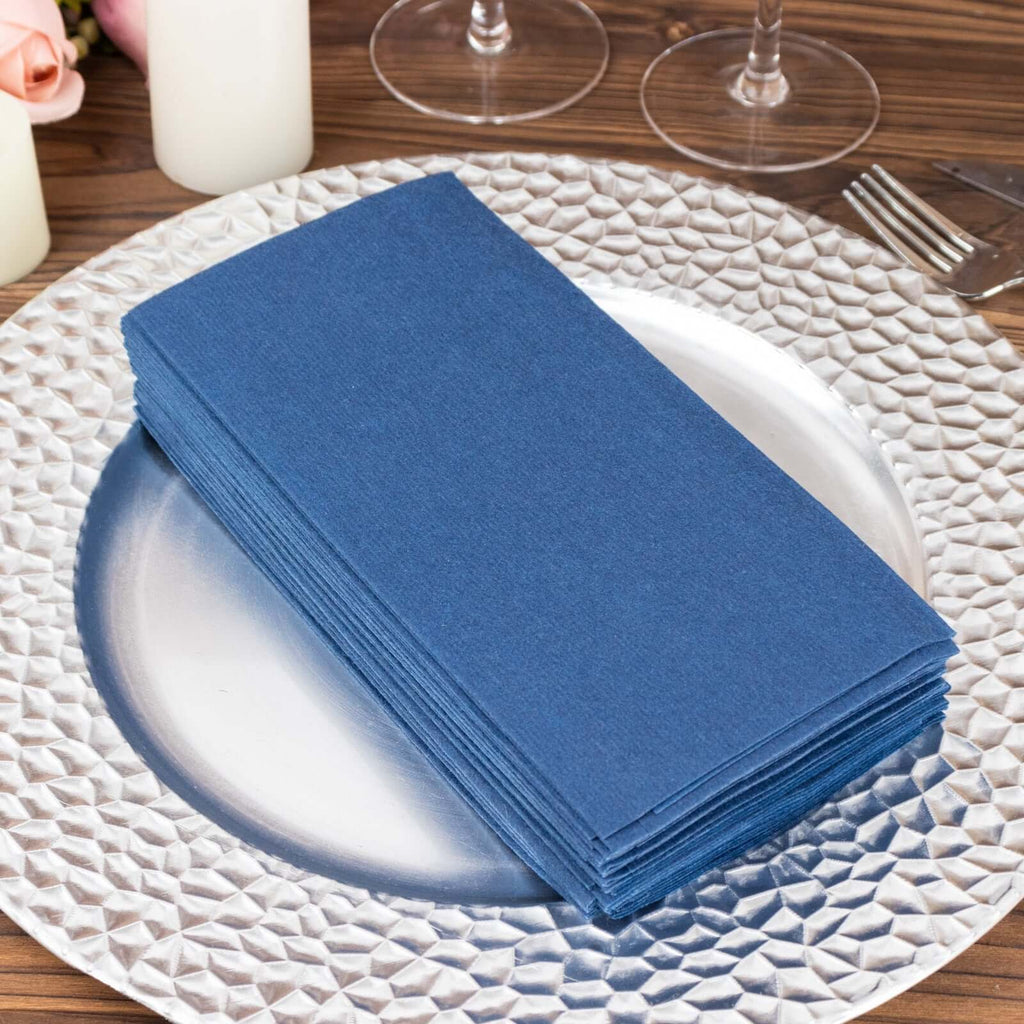 Linen-Like Paper Napkins Navy Blue | TableclothsFactory