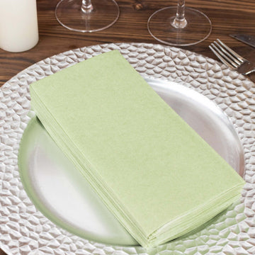 20 Pack Linen-Like Paper 8.5"x4" Napkins Sage Green - Highly Absorbent & Disposable Airlaid Guest Towels