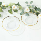 20 Pack Clear Disposable Salad Soup Bowls with Gold Rim, 12oz Round Plastic Dessert Serving Bowls