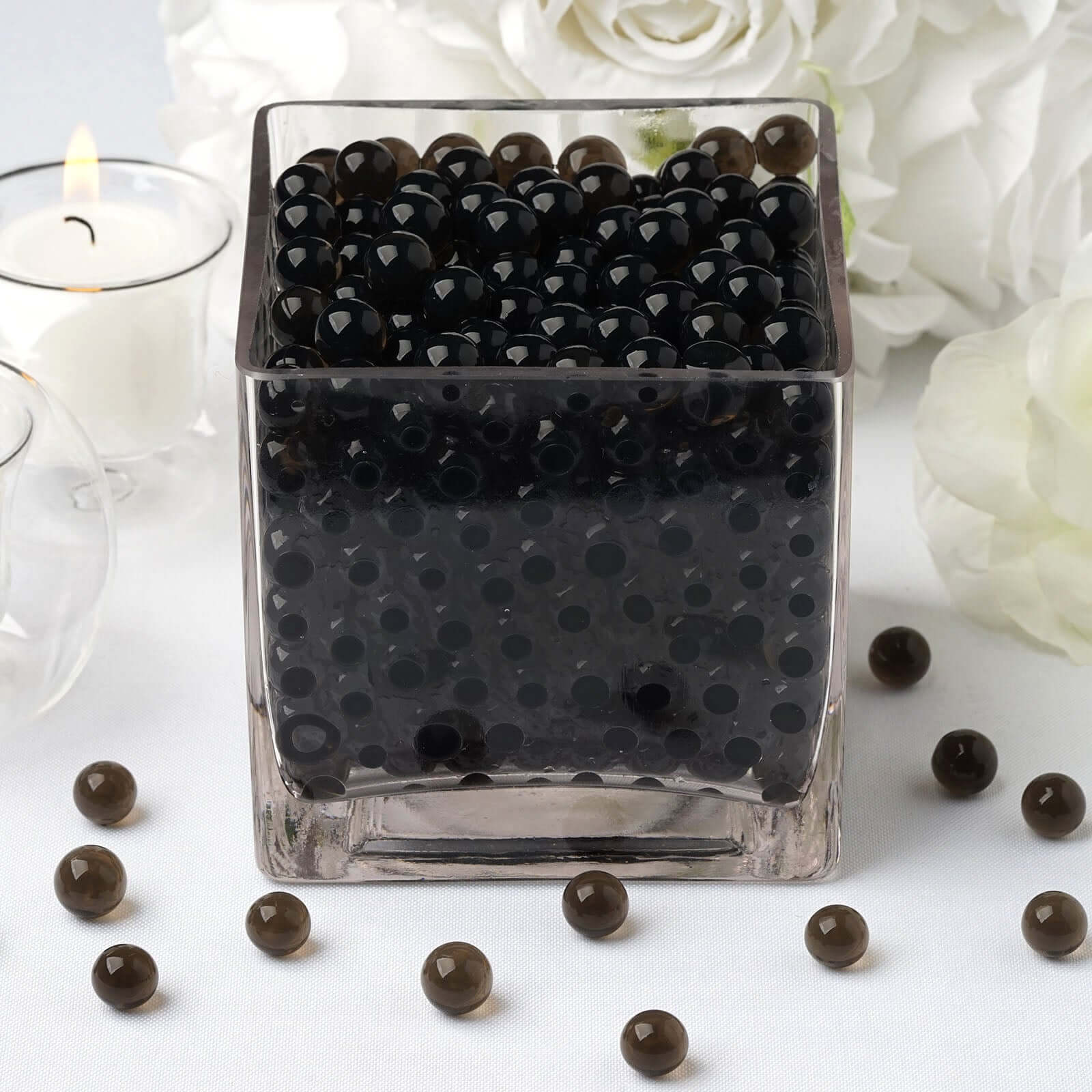 200-250 Pcs Water Gel Beads Vase Filler Black - Small Nontoxic Jelly Balls for Floating Candles & Floral Displays
