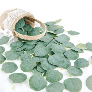 200 Pcs Artificial Eucalyptus Leaves Decor Frosted Green - Lifelike Faux Greenery Petals for Rustic-Themed Parties Arrangements & Decor Projects