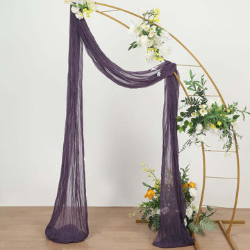 20ft Purple Gauze Cheesecloth Fabric Wedding Arch Drapery, Window Scarf Valance, Boho Decor Arbor Curtain Panel