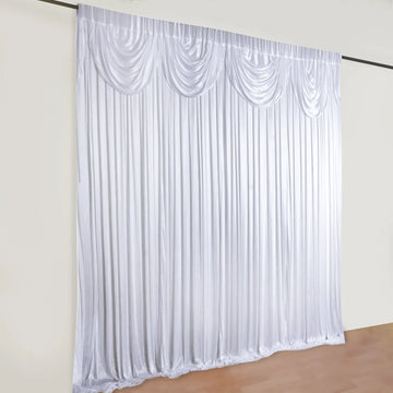 20ftx10ft White Premium Double Drape Satin Drapery Panel With Rod Pocket, Glossy Wedding Backdrop Curtain Party Photo Background