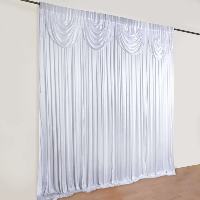 20ftx10ft Classic White Satin Double Drape Formal Event Curtain Panel