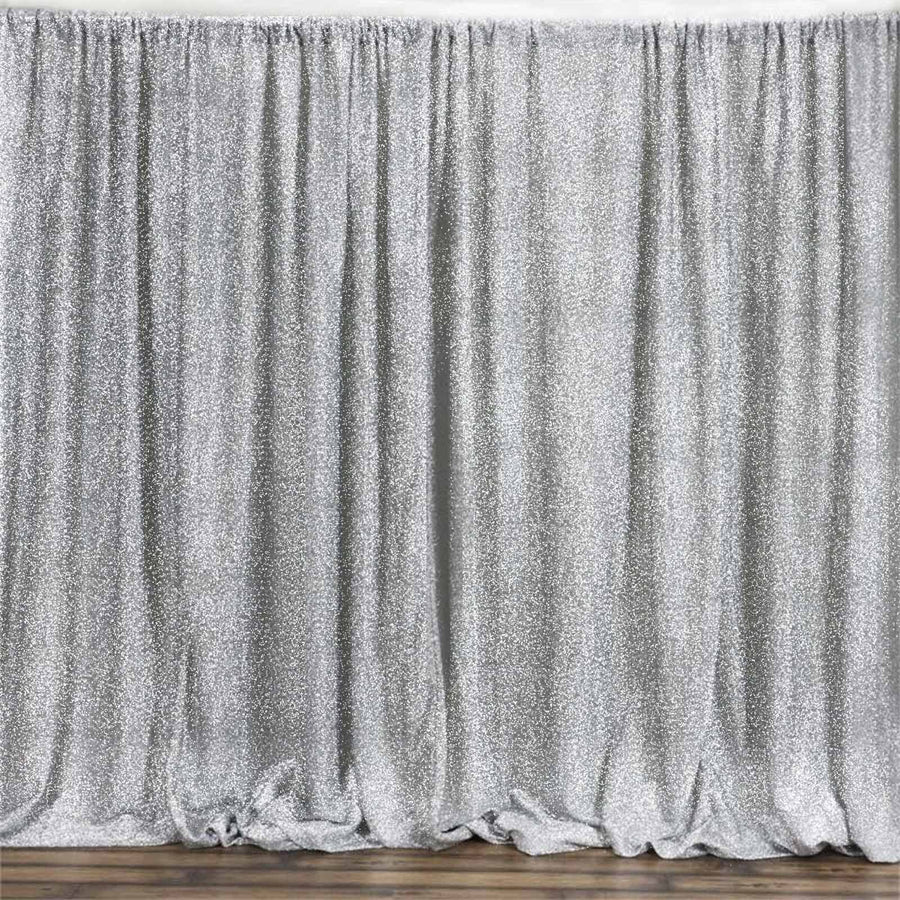 20ftx10ft Silver Metallic Shimmer Tinsel Event Background Drapery Panel, Photo Backdrop Curtain