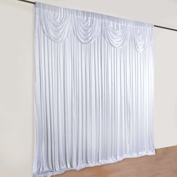 20ftx10ft White Premium Double Drape Satin Event Curtain Drapes, Glossy Photo Backdrop Event Panel