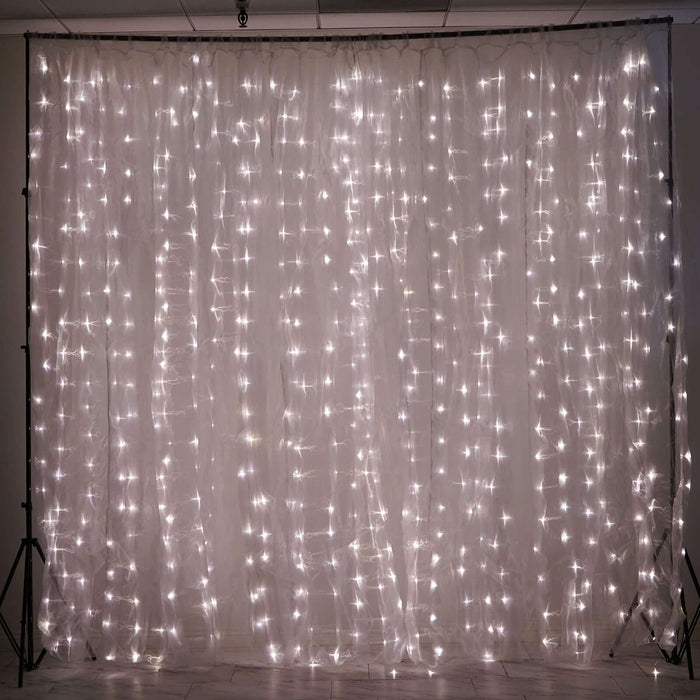 20ftx10ft White Sheer Organza w/Warm LED Lights Decorative Curtain Panel