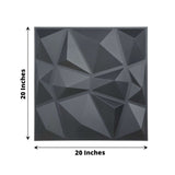 12 Pack | 20inch x 20inch Matte Black 3D Texture PVC Diamond Design Wall Tiles