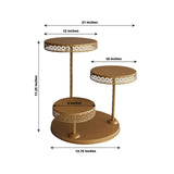 3-Tier Gold Metal Cake Stand with Hollow Lace Design, Cupcake Tower Dessert Display Stand