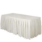 21ft Ivory Pleated Polyester Table Skirt, Banquet Folding Table Skirt