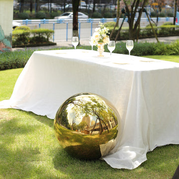 22" Gold Stainless Steel Shiny Mirror Gazing Ball, Reflective Hollow Garden Globe Sphere