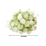 22-Inch White Silk Rose Grand Centerpiece – Pre-Made Artificial Flower Ball for Wedding