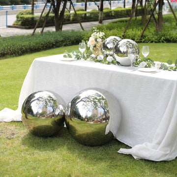 22" Silver Stainless Steel Shiny Mirror Gazing Ball, Reflective Hollow Garden Globe Sphere