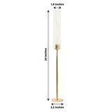 2 Pack | 24inch Gold Metal Clear Glass Hurricane Candle Stands, With Glass Chimney Candle Shades