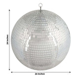 24inches Large Silver Foam Disco Mirror Ball With Hanging Swivel Ring, Holiday Party Decor