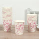 24 Pack 9oz French Toile Party Cups, White Pink Elegant Disposable Paper Cups