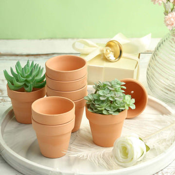 24-Pack Favor Buckets Mini Terracotta Pots Rust Design - Ceramic Clay Planters for Succulents and Cactus 2.5"