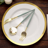 24 Pack Metallic Gold With Dusty Sage Silverware Set, 8inch Modern Premium Plastic