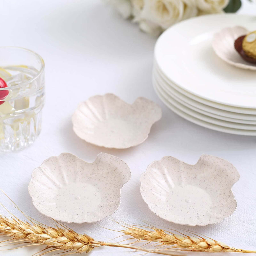 24 Pack | 3.5inch Mini Sea Shell Natural Wheat Straw Fiber Dessert Plates