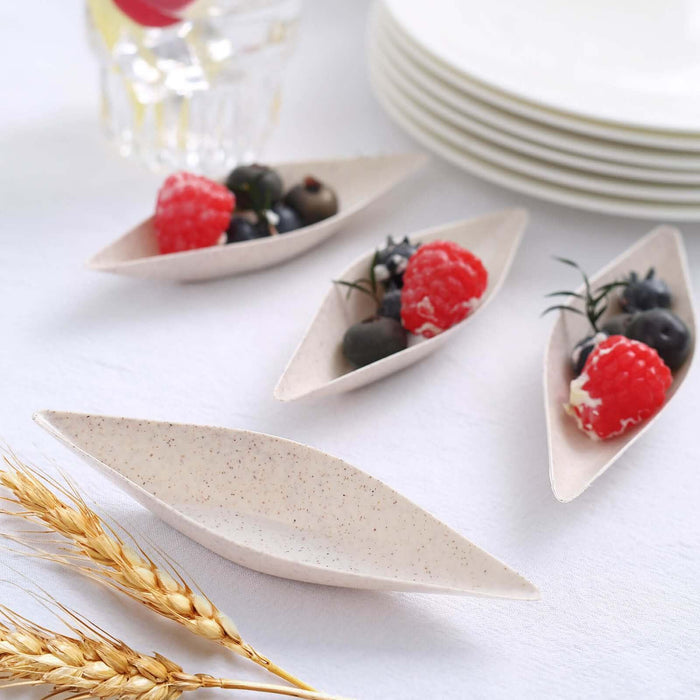 24 Pack | 5inch Mini Boat Shaped Wheat Straw Fiber Dessert Plates