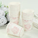 24 Pack White Pink French Toile Party Cups, Elegant Disposable Paper Cups - 9oz