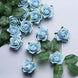 24 Roses | 2inch Dusty Blue Artificial Foam Flowers With Stem Wire and Leaves