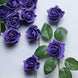 24 Roses | 2inch Purple Artificial Foam Flowers With Stem Wire and Leaves