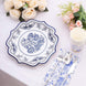 25 Pack White Blue Disposable Party Plates in French Toile Floral Pattern, 10inch Paper Dinner