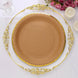 25 Pack | 10 Round Natural Brown Paper Dinner Plates With Gold Lined Rim, Disposable Party Plates