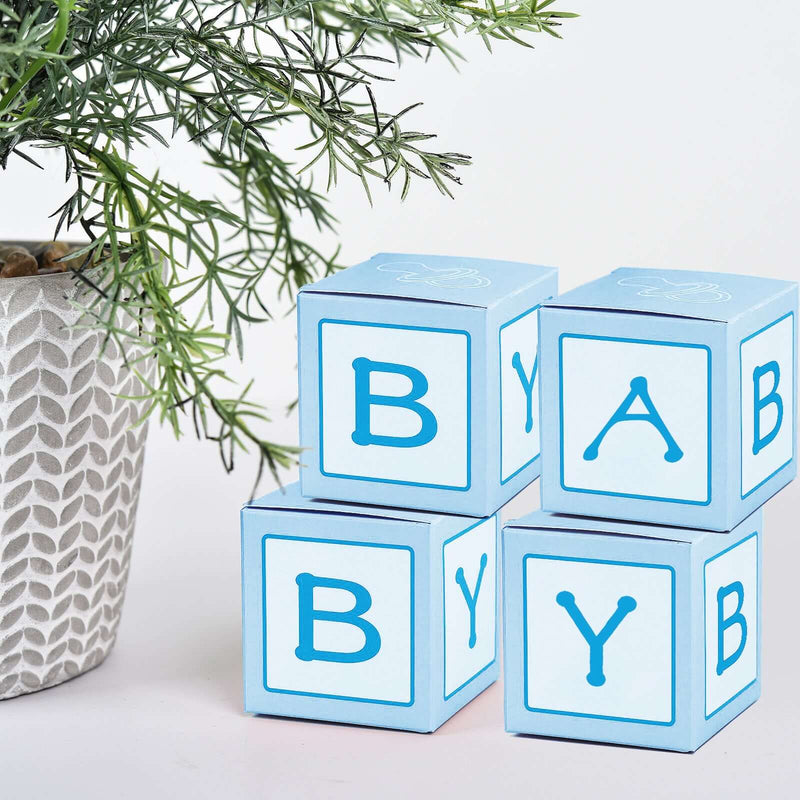 Light blue baby shower favor boxes