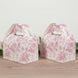 25 Pack Candy Treat Tote Boxes in French Toile Pattern - Matte Pink and White Party Favor Gable Box