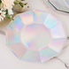 25 Pack | Iridescent 9inch Geometric Dinner Paper Plates, Disposable Plates with Decagon Rim