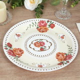 25 Pack Ivory Round Floral Paper Dinner Plates, Disposable Tea Party Plates