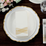 White Gold Airlaid Soft Linen-Feel Paper Dinner Napkins, Disposable Hand Towels Gold Foil