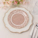 25 Pack Natural Burlap Print 9inch Round Disposable Party Plates With White Floral Lace Rim