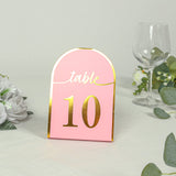 25 Pack Blush Arch Table Numbers Tent Cards with Metallic Gold Foil 1-25 Numbers Print