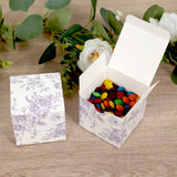 25 Pack Candy Treat Favor Boxes in French Toile Pattern - White and Lavender Party Gift Boxes