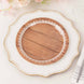 25 Pack Brown Wood Grain Print 9inch Disposable Party Plates With Floral Lace Rim, Round Paper