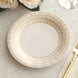 25 Pack White Disposable Salad Plates With Gold Basketweave Pattern Rim, 7inch Round Appetizer