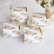 25 Pack White Pink Peony Flowers Print Paper Favor Boxes with Gold Edge, Gift Boxes