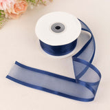 25 Yards 1.5" Navy Blue Organza Ribbon With Satin Edges